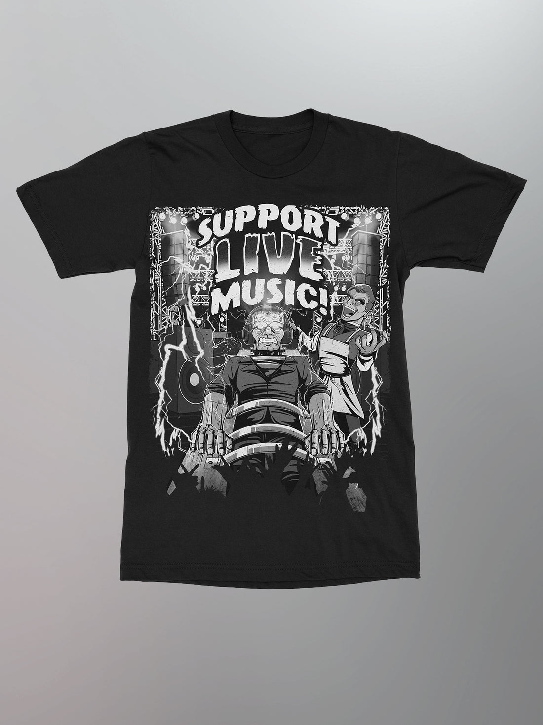 FiXT - Support Live Music Frankenstein Shirt [Black & White]