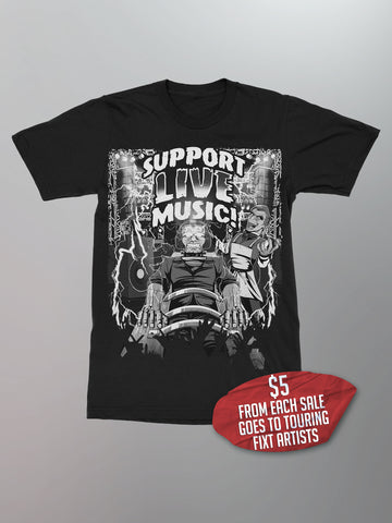FiXT - Support Live Music Frankenstein Shirt [Black & White]